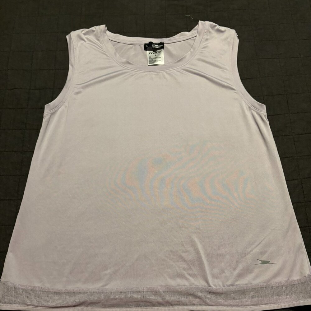 Crane Womens Activewear Tank Top Lavender‎ Purple Mesh Hem Stretch Size Large